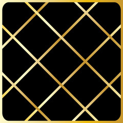 Golden geometric pattern, intersection of the golden stripes on black background. Vector file.
