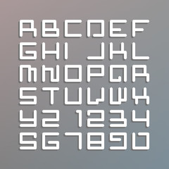 Naklejka premium Modern astro font - Latin alphabet letters and numbers
