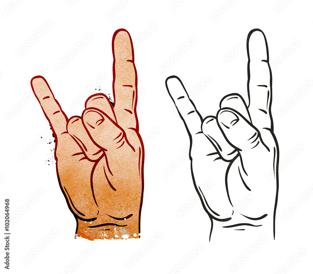 Wall mural hand in rock sign. vector illustration