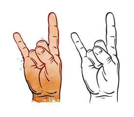 Hand in rock sign. Vector illustration