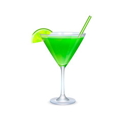 Martini glass with green cocktail