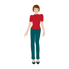 Woman in in a blouse and trousers flat icon