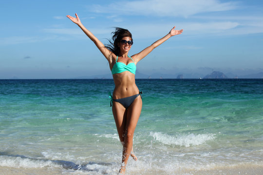 Happy woman on beach