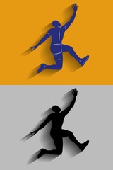 Fototapeta na wymiar Silhouette of a man jumping, vector draw