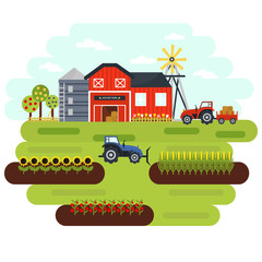 Fototapeta premium Illustration of farm that produces natural food