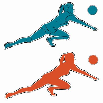 Silhouette of woman playing volleyball