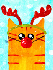 Christmas winter cat
