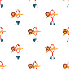 Color circus lion jumping icon