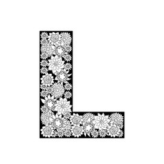 Hand drawn floral alphabet design. Letter L