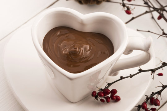 Valentine's day celebration with hot chocolate