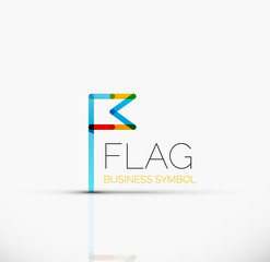 Logo flag, abstract linear geometric business icon