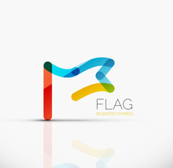 Logo flag, abstract linear geometric business icon