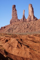 Three sisters formation, Monument Valley.