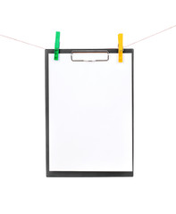 clipboard on a rope isolated on white
