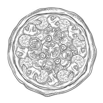 pizza sketch. vector illustration