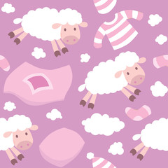 Obraz na płótnie Canvas Seamless pattern with funny flying sheeps