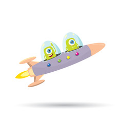 ufo. green alien vector. flying saucer