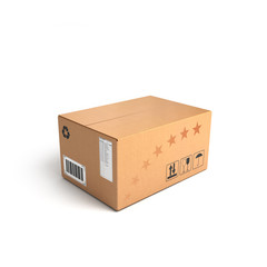 Cardboard Box isolated on a White background with clipping path