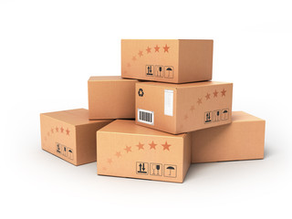 Cardboard boxes isolated over white background