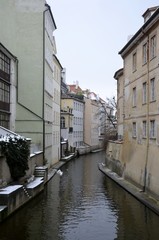 Old buildings from Prague with snow