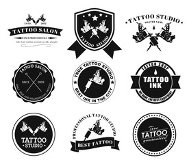 Set tattoo logos of different styles