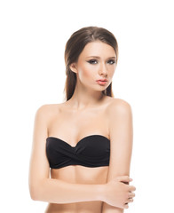 Obraz premium Attractive young woman with smooth skin on isolated background