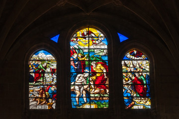 Vidriera de la catedral de Segovia, Castilla y Le&oacute;n, Espa&ntilde;a