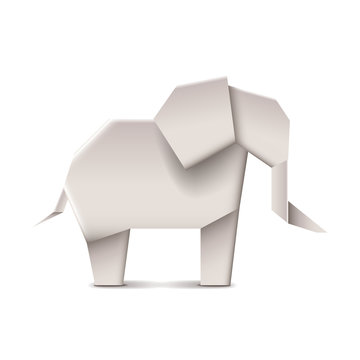 Origami elephant isolated on white vector