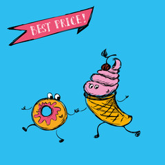 donut and ice cream,