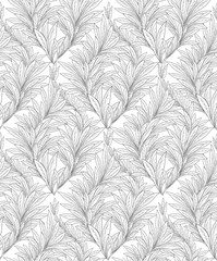 Abstract floral pattern. Leaves outline ornamental texture. Leaf seamless backgound. © Terriana