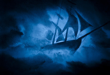 a ship in a storm