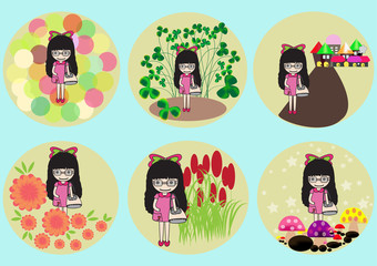 Naklejka premium pretty girl hold handbag on different background