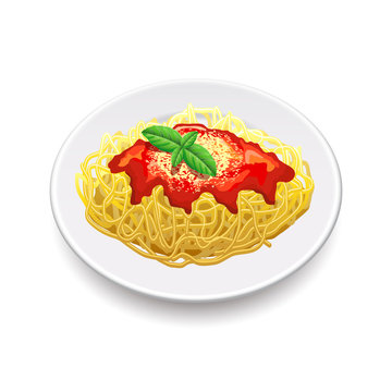 Spaghetti bolognese isolated on white vector