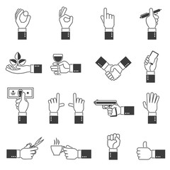 Hand Icons Black Set