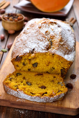 Pumpkin bread , close up view