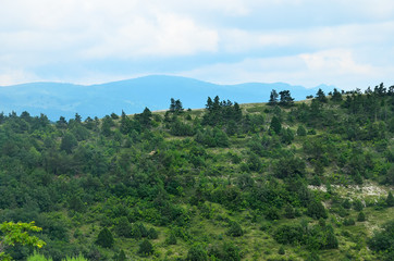Fototapeta na wymiar Summer landscape of Caucasus Mountains in Kabardinka