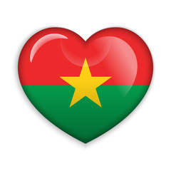  Love Burkina Faso.  Flag Heart Glossy Button