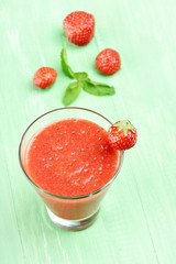 Strawberry smothie in glass