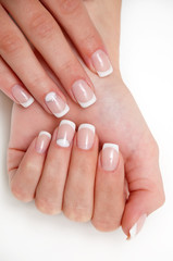 classic French manicure with a dedicated ring finger