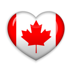  Love Canada.  Flag Heart Glossy Button