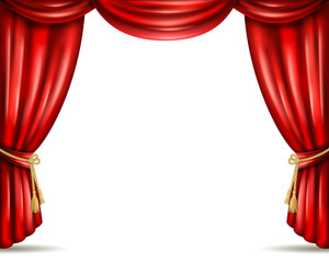 Theater curtain open flat banner illustration