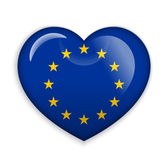  Love European Union.  Flag Heart Glossy Button