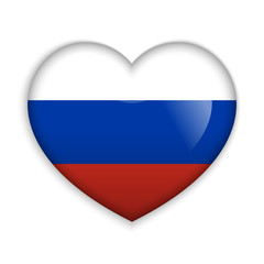  Love Russia.  Flag Heart Glossy Button