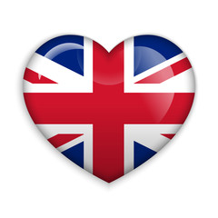  Love United Kingdom.  Flag Heart Glossy Button