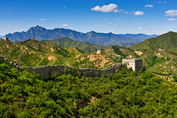 Fototapeta na wymiar Great Wall of China on summer day, Jinshanling section near Beijing