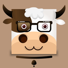 flat vector image of an ox face on gray background Vector illustration