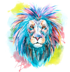 Watercolor raster lion