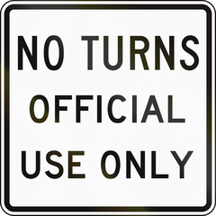 Road sign used in the US state of Delaware - No turns