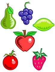 Assorted fruits in icon style