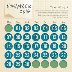 2016 Calendar Template : Vector Illustration
